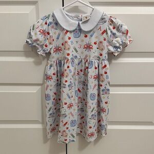 Adorable Kids Alphabet Print Dress with Collar